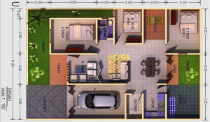 Contoh Denah Rumah Minimalis 3 Kamar yang Simple